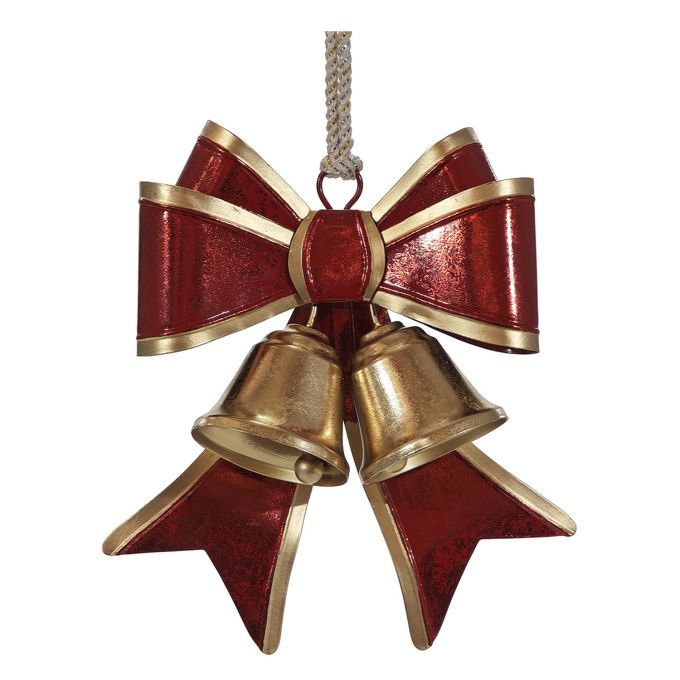 Χριστουγεννιάτικο Κρεμαστό Φιόγκος Με Καμπάνες 23cm