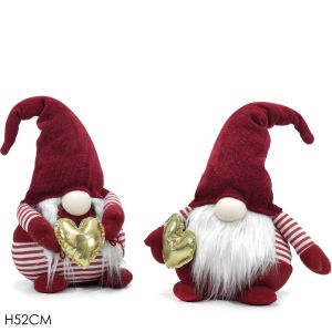 Χριστουγεννιάτικος Νάνος Με Καρδιά Κόκκινο 52cm Σε 2 Σχέδια