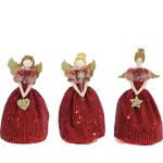 Χριστουγεννιάτικη Κορυφή Άγγελος Κόκκινο 28cm Σε 3 Σχέδια