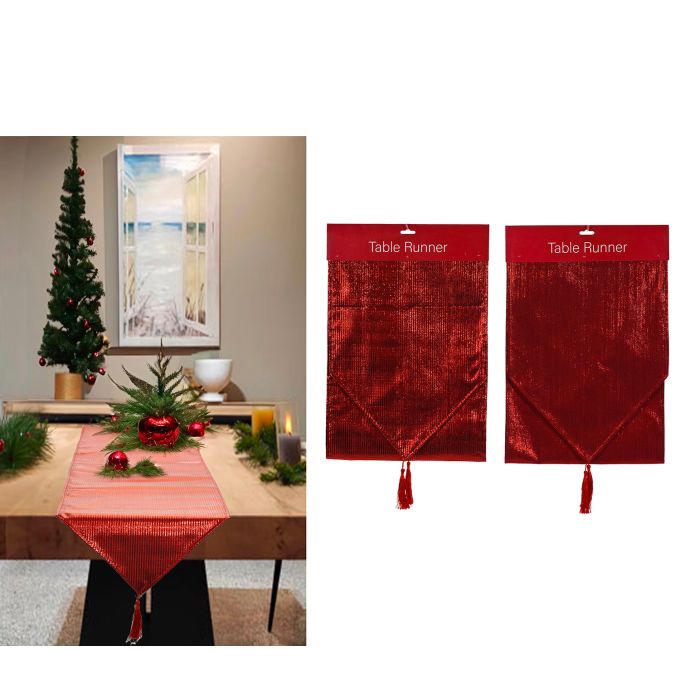 Χριστουγεννιάτικος Runner Τραπεζιού Κόκκινο 32x180cm Σε 2 Σχέδια