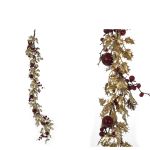 Χριστουγεννιάτικη Γιρλάντα Με Κόκκινα Μούρα Χρυσό 1.2m