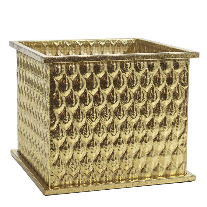 Χριστουγεννιάτικη Γλάστρα Χρυσό 25.5x25.5x21cm