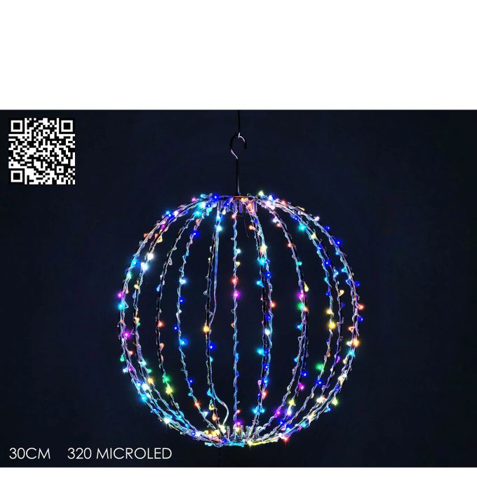 Χριστουγεννιάτικη Πτυσσόμενη Σφαίρα 30cm Με 320 MicroLED RGB