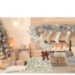 Χριστουγεννιάτικο Φωτιζόμενος Τάρανδος Με 300 MicroLED Ασημί 85cm