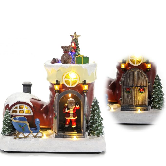 Χριστουγεννιάτικο Καρουζέλ Μπότα Φωτιζόμενη Με Μουσική Και Κίνηση 20x15x24cm