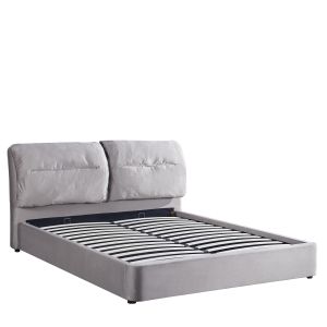 Κρεβάτι Διπλό ArteLibre ACAENA Γκρι Βελούδο 224x182.5x97cm (Στρώμα 160x200cm)