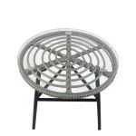Τραπέζι Κήπου ArteLibre ARELLIUS Γκρι/Μαύρο Μέταλλο/Rattan/Γυαλί 45x45x46cm