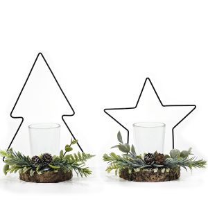 Χριστουγεννιάτικη Βάση Κεριών Φυσικό 14x22cm Σε 2 Σχέδια