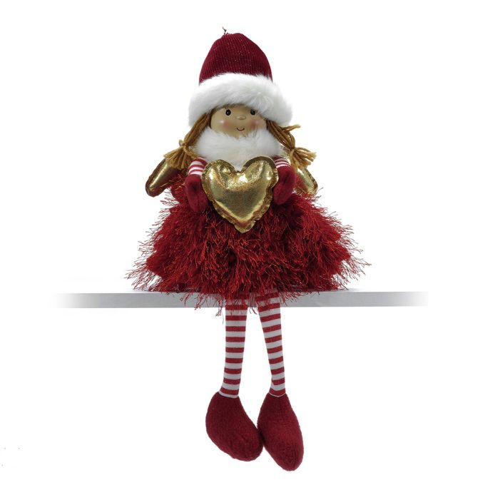 Χριστουγεννιάτικος Άγγελος Καθιστός Με Καρδιά Κόκκινο 49cm