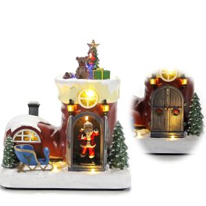 Χριστουγεννιάτικο Καρουζέλ Μπότα Φωτιζόμενη Με Μουσική Και Κίνηση 20x15x24cm