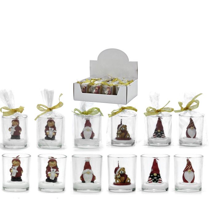 Χριστουγεννιάτικο Κερί Σε Γυάλινο Ποτήρι Με Χαρακτήρες 6cm Σε 6 Σχέδια