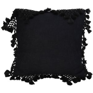 Μαξιλάρι ArteLibre Με Φούντες Μαύρο Βαμβακερό 45x45cm
