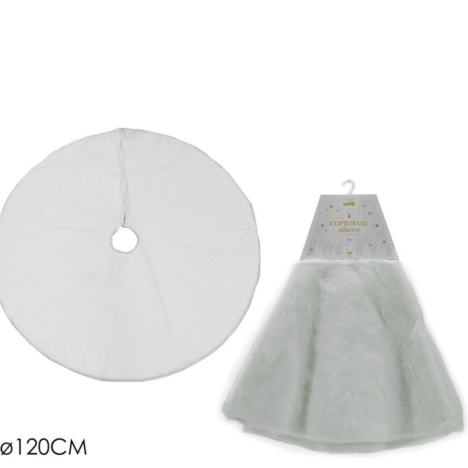 Χριστουγεννιάτικη Βάση Δέντρου Συνθετική Γούνα Λευκό Φ120cm