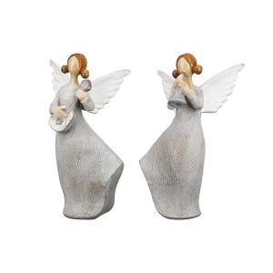 Φιγούρα Άγγελοι 'Nancy' Πολυ Γκρι 6x7.5x13cm 2Τμχ