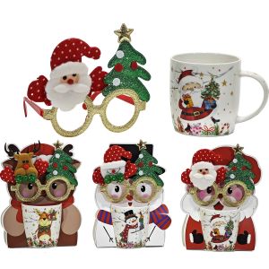 Χριστουγεννιάτικη Κούπα Πορσελάνης 35.5cl Με Γυαλιά Σε 3 Σχέδια