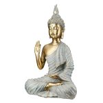 Φιγούρα Buddha Συνθετική Ρητίνη Γκρι Χρυσό Χρώμα 16X8X25Cm 16X8X25Cm