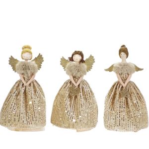 Χριστουγεννιάτικη Κορυφή Άγγελος Χρυσό 28cm Σε 3 Σχέδια