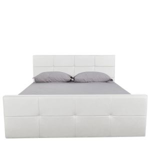 Κρεβάτι ArteLibre ANEMONE Λευκό PU Με Αποθηκευτικό Χώρο 217.5x170.5x100cm (Στρώμα 160x200cm)