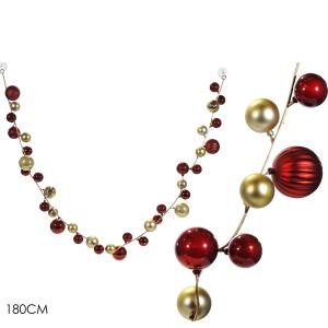 Χριστουγεννιάτικη Γιρλάντα Με Μπάλες Κόκκινο/Χρυσό 180cm