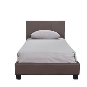 Κρεβάτι ArteLibre AZALEA Σκούρο Καφέ PU 213x101x88cm (Στρώμα 90x200cm)