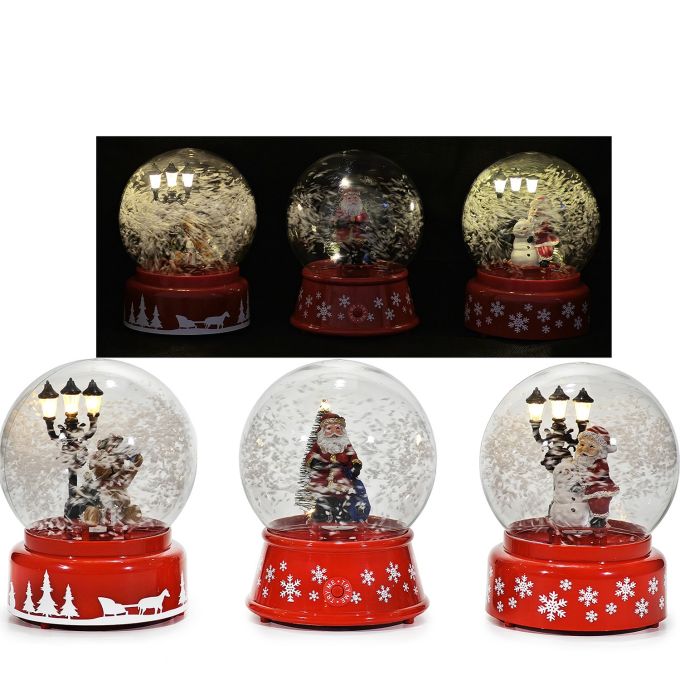 Χριστουγεννιάτικη Σφαίρα Με Σκηνικό Φως, Ήχο Και Κίνηση 18cm Σε 3 Σχέδια