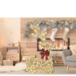 Χριστουγεννιάτικο Φωτιζόμενος Τάρανδος Με 300 MicroLED Χρυσό 85cm