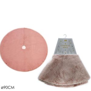 Χριστουγεννιάτικη Βάση Δέντρου Συνθετική Γούνα Ροζ Φ90cm