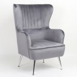 Πολυθρόνα ArteLibre VITTORIA Γκρι Βελούδο 76x79x101cm