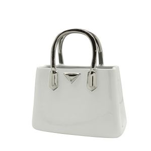 Βάζο Handbag "Milan" Κεραμικό Λευκό PU 24.5x11.5x25.5cm