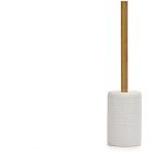 Θήκη Βούρτσας Τουαλέτας  Λευκό/Καφέ Πολυρητίνη/Ξύλο