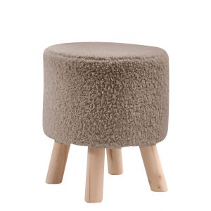 Σκαμπό ArteLibre CATTLEYA Με Ξύλινα Πόδια Καφέ Ύφασμα Cashmere 35x35x40cm