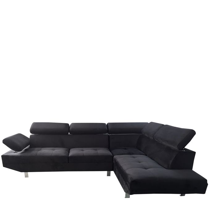 Καναπές Γωνιακός ArteLibre OZMA Μαύρο Ύφασμα 254x160x70cm