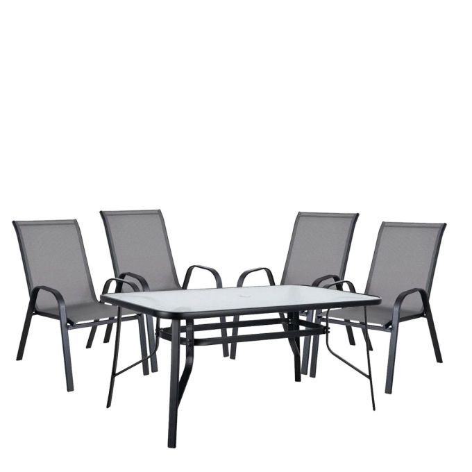 Σετ Τραπεζαρία Κήπου ArteLibre SUN Μέταλλο Μαύρο/Γκρι Με 4 Πολυθρόνες 14990067