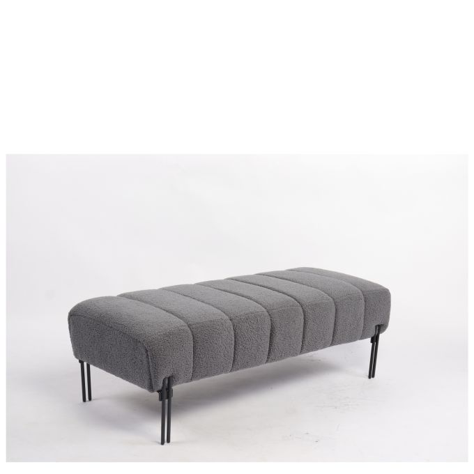 Παγκάκι Ottoman ArteLibre KUBO Γκρι Ύφασμα Teddy/Μέταλλο 40x116.5x50cm