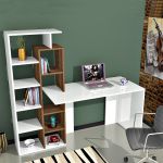 Γραφείο ArteLibre PRIMO Λευκό/Καρυδιά 162x60x148cm