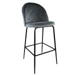 Σκαμπό Bar ArteLibre UNDERHILL Γκρι/Μαύρο Βελούδο/Μέταλλο 45x53x107cm