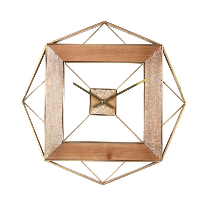 Ρολόι Τοίχου ArteLibre Χρυσό/Φυσικό Μέταλλο/MDF 51x51x4.5cm