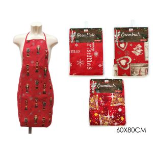 Ποδιά Κουζίνας Με Χριστουγεννιάτικη Διακόσμηση Κόκκινο Ύφασμα 60x80cm Σε 4 Σχέδια
