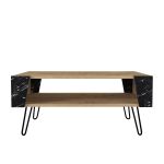 Τραπεζάκι Σαλονιού ArteLibre DIAPOROS Φυσικό/Μαύρο Μοριοσανίδα/Μελαμίνη 90x60x40cm