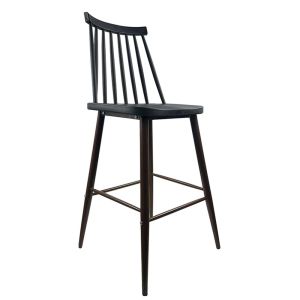 Σκαμπό Bar ArteLibre MARANTA Μαύρο/Καρυδί PP/Μέταλλο 45x46x97cm