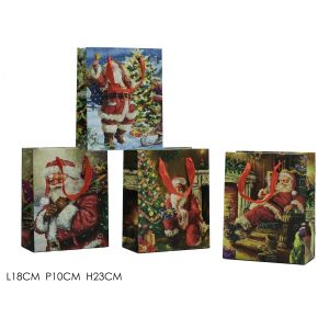 Τσάντα Συσκευασίας Με Κορδόνι Χριστουγεννιάτικη 18x10x23cm Σε 4 Σχέδια