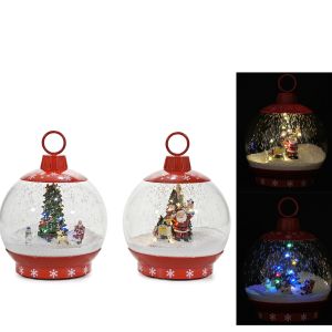 Χριστουγεννιάτικη Σφαίρα Με Σκηνικό Φως, Ήχο Και Κίνηση 25cm Σε 2 Σχέδια