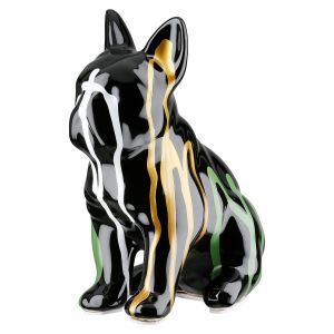 Figure Dog Bulldog Κεραμικό Πολύχρωμο Μαύρο 15X10X19Cm 15X10X19Cm