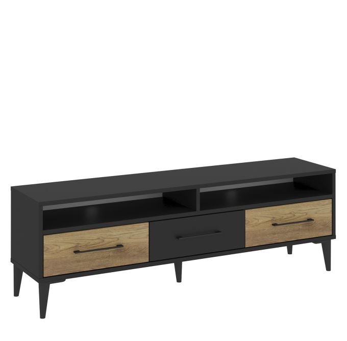 Έπιπλο Τηλεόρασης ArteLibre SYBILLA Φυσικό/Μαύρο Μοριοσανίδα/Μελαμίνη 150x35x53cm