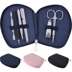 Σετ Μανικιούρ 6 Εργαλείων Σε Θήκη PU Με Φερμουάρ 115x85x23mm Σε 3 Χρώματα