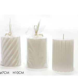 Χριστουγεννιάτικο Κερί Κυλινδρικό Λευκό Φ7x10cm