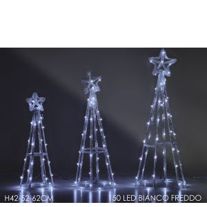 Χριστουγεννιάτικο Σετ Φωτιζόμενα Δέντρα Με 150 LED Λευκό Ψυχρό Σετ 3Τμχ