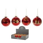 Χριστουγεννιάτικη Μπάλα Κόκκινο/Χρυσό 80mm Σε 4 Σχέδια