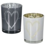 Φανάρι κυλινδρικό μοτίβο καρδιάς Γυάλινα σκεύη Γκρι Λευκό 2 Ποικιλία D10X13Cm D10X13Cm