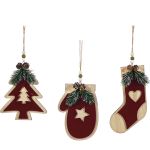 Χριστουγεννιάτικα Κρεμαστά Διακοσμητικά Ξύλινα 18cm Σε 3 Σχέδια